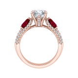 Shah Luxury 14K Rose Gold Round Diamond and Ruby Engagement Ring (Semi-Mount) photo 4