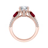 Shah Luxury 14K Rose Gold Round Diamond and Ruby Engagement Ring (Semi-Mount) photo 4
