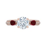 Shah Luxury 14K Rose Gold Round Diamond and Ruby Engagement Ring (Semi-Mount) photo