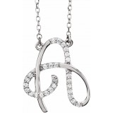 14K White 1/10 CTW Diamond Initial A 16 Necklace photo