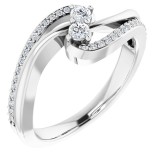 14K White 1/4 CTW Diamond Two Stone Ring photo