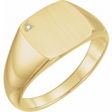 14K Yellow .0075 CT Diamond 12 mm Square Signet Ring photo