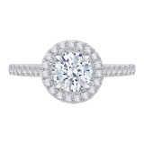 Shah Luxury 14K White Gold Round Cut Diamond Halo Engagement Ring (Semi-Mount) photo