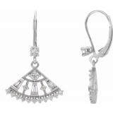 14K White 3/4 CTW Diamond Lever Back Fan Earrings photo