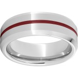 Serinium Beveled Edge Band with Red Inlay photo