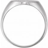 14K White 16x14 mm Oval Signet Ring photo 2