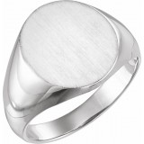 14K White 16x14 mm Oval Signet Ring photo