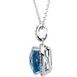 14K White Swiss Blue Topaz & 1/4 CTW Diamond 18 Necklace photo 2