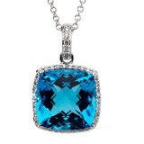 14K White Swiss Blue Topaz & 1/4 CTW Diamond 18 Necklace photo