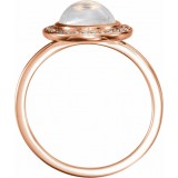 14K Rose Rainbow Moonstone & 1/8 CTW Diamond Halo-Style Ring photo 2