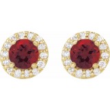 14K Yellow 6 mm Round Mozambique Garnet & 1/4 Diamond Earrings photo 2