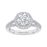 Shah Luxury 14K White Gold Round Halo Diamond Engagement Ring with Split Shank (Semi-Mount) photo 2