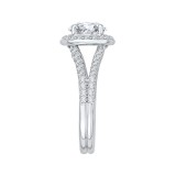 Shah Luxury 14K White Gold Round Halo Diamond Engagement Ring with Split Shank (Semi-Mount) photo 3