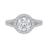 Shah Luxury 14K White Gold Round Halo Diamond Engagement Ring with Split Shank (Semi-Mount) photo