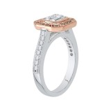Shah Luxury 14K Two-Tone Gold Brown & White Emerald Diamond Halo Engagement Ring (Semi-Mount) photo 2