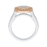 Shah Luxury 14K Two-Tone Gold Brown & White Emerald Diamond Halo Engagement Ring (Semi-Mount) photo 4