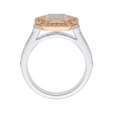 Shah Luxury 14K Two-Tone Gold Brown & White Emerald Diamond Halo Engagement Ring (Semi-Mount) photo 4
