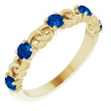 14K Yellow Blue Sapphire Stackable Link Ring photo
