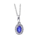 Gems One 10Kt White Gold Diamond (1/10Ctw) & Sapphire (1/3 Ctw) Pendant photo