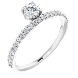 14K White 1/2 CTW Diamond Asymmetrical Stackable Ring photo
