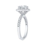 Shah Luxury Emerald Cut Diamond Halo Engagement Ring In 14K White Gold (Semi-Mount) photo 3