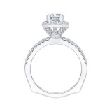 Shah Luxury Emerald Cut Diamond Halo Engagement Ring In 14K White Gold (Semi-Mount) photo 4