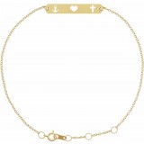 14K Yellow Faith, Love, Hope Bar 6 1/2-7 1/2 Bracelet photo