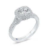 Shah Luxury 14K White Gold Round Diamond Halo Engagement Ring (Semi-Mount) photo 2