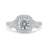 Shah Luxury 14K White Gold Round Diamond Halo Engagement Ring (Semi-Mount) photo