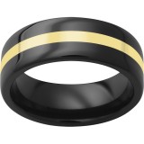 Black Diamond Ceramic Pipe Cut Band with 2mm 18K Yellow Gold Inlay photo