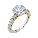Shah Luxury 14K Two-Tone Gold Round Diamond Halo Engagement Ring (Semi-Mount) photo 2