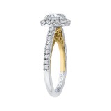 Shah Luxury 14K Two-Tone Gold Round Diamond Halo Engagement Ring (Semi-Mount) photo 3