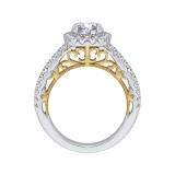Shah Luxury 14K Two-Tone Gold Round Diamond Halo Engagement Ring (Semi-Mount) photo 4
