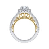 Shah Luxury 14K Two-Tone Gold Round Diamond Halo Engagement Ring (Semi-Mount) photo 4