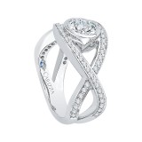 Shah Luxury 14K White Gold Round Diamond Engagement Ring with Split Shank (Semi-Mount) photo 2