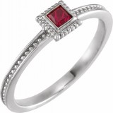 14K White Ruby Stackable Family Ring photo