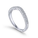 Gabriel & Co. 14k White Gold Victorian Curved Wedding Band photo 3