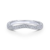 Gabriel & Co. 14k White Gold Victorian Curved Wedding Band photo