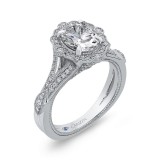 Shah Luxury Oval Diamond Halo Engagement Ring In 14K White Gold with Split Shank (Semi-Mount) photo 2