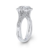 Shah Luxury Oval Diamond Halo Engagement Ring In 14K White Gold with Split Shank (Semi-Mount) photo 3