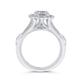 Shah Luxury Oval Diamond Halo Engagement Ring In 14K White Gold with Split Shank (Semi-Mount) photo 4