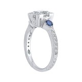 Shah Luxury 14K White Gold Emerald Cut Diamond Engagement Ring with Sapphire (Semi-Mount) photo 2