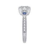 Shah Luxury 14K White Gold Emerald Cut Diamond Engagement Ring with Sapphire (Semi-Mount) photo 3