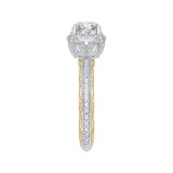 Shah Luxury 14K Two-Tone Gold Round Diamond Engagement Ring with Euro Shank (Semi-Mount) photo 2