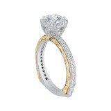 Shah Luxury 14K Two-Tone Gold Round Diamond Engagement Ring with Euro Shank (Semi-Mount) photo 3