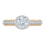 Shah Luxury 14K Two-Tone Gold Round Diamond Engagement Ring with Euro Shank (Semi-Mount) photo