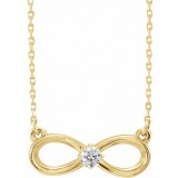 14K Yellow 1/10 CT Diamond Infinity-Inspired 16-18 Necklace photo