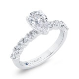 Shah Luxury 18K White Gold Pear Cut Diamond Engagement Ring (Semi-Mount) photo 2