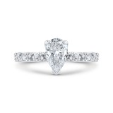 Shah Luxury 18K White Gold Pear Cut Diamond Engagement Ring (Semi-Mount) photo