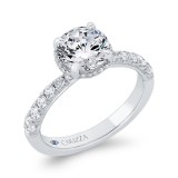 Shah Luxury 14K White Gold Round Cut Diamond Halo Engagement Ring (Semi-Mount) photo 2